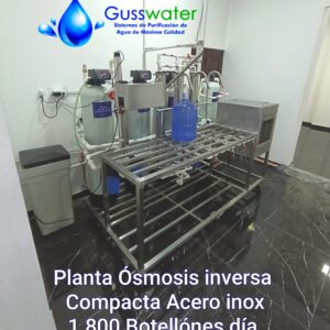 PLANTA INDUSTRIAL ÓSMOSIS INVERSA COMPACTA ACERO INOXIDABLE 1.800 BOTELLONES DÍA.
