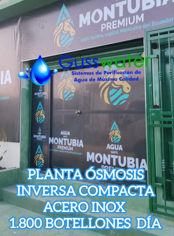 PLANTA ÓSMOSIS INVERSA COMPACTA ACERO INOXIDABLE INDUSTRIAL CAPACIDAD 1.800 BOTELLÓNES DÍA.