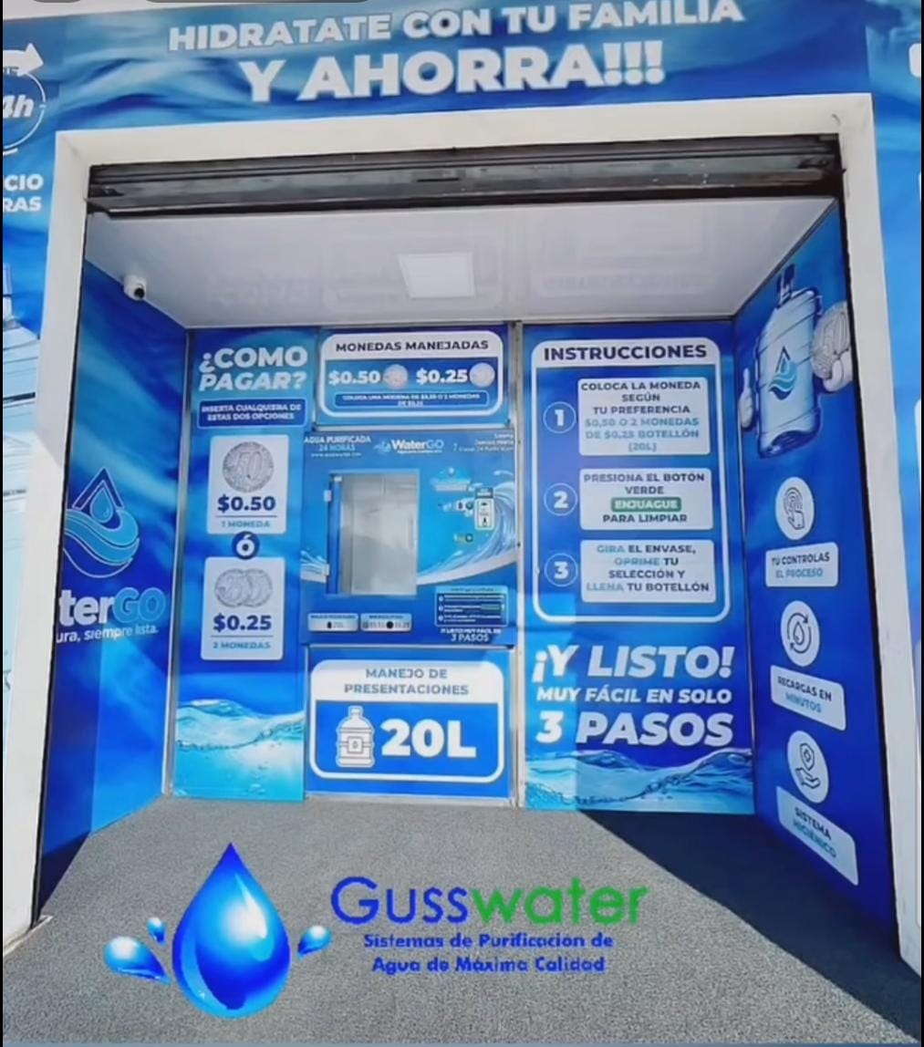 VENTANA DESPACHADORA AUTOMÁTICA 24 HORAS ÓSMOSIS INVERSA 300 BOTELLONES DÍA